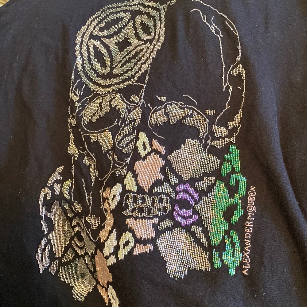 Alexander McQueen Stunning Sparkling Beaded Scull Logo Tee New With Tags - Picture 4 of 16